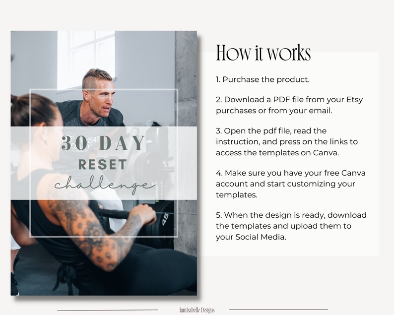 Fitness Instagram-paket Inlägg om sociala medier Fitnesstexter Innehåll för personlig tränare Inlägg om hälsosam livsstil Gymentusiast Canva-mallar bild 10