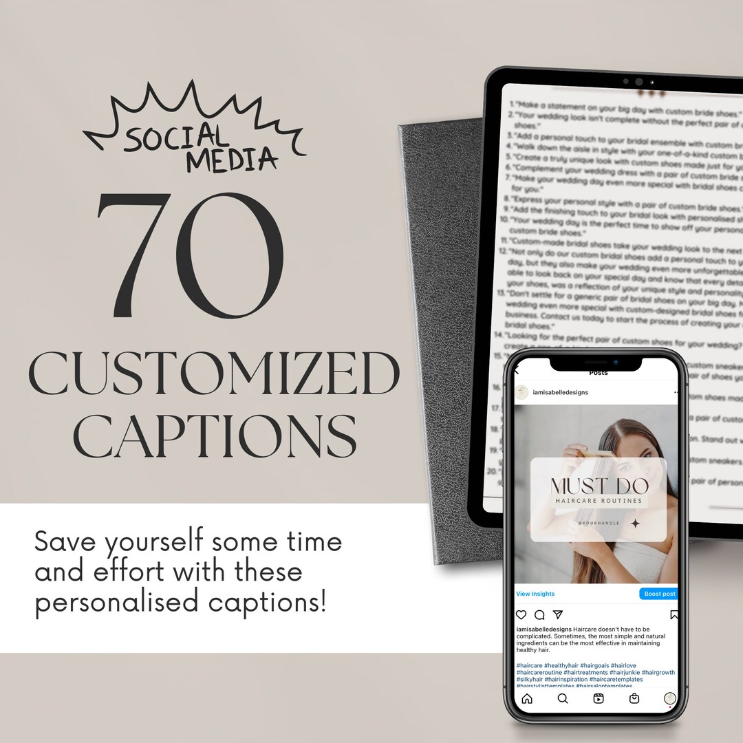 70 Custom Captions, Social Media Content, Personalized Captions