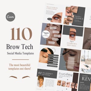Brow Tech Social Media Eyebrow Artist IG Templates Esthetician PMU Content Brows Business Brow Art Marketing Canva Templates Microblading