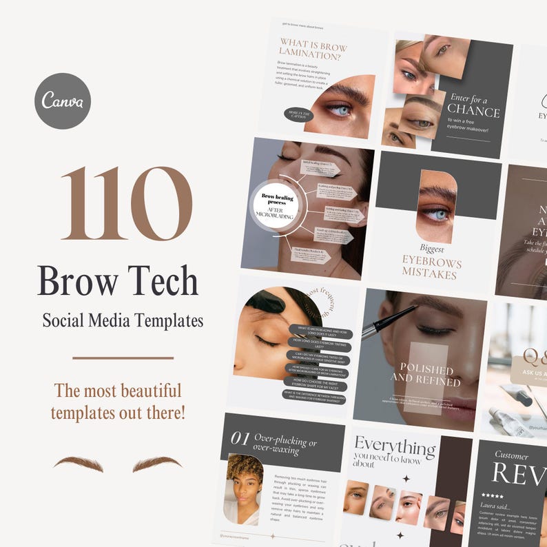 Brow Tech Social Media Eyebrow Artist IG Templates Esthetician PMU ...