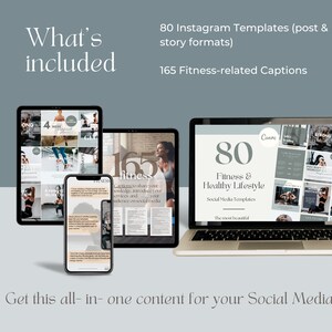Fitness Instagram-paket Inlägg om sociala medier Fitnesstexter Innehåll för personlig tränare Inlägg om hälsosam livsstil Gymentusiast Canva-mallar bild 3