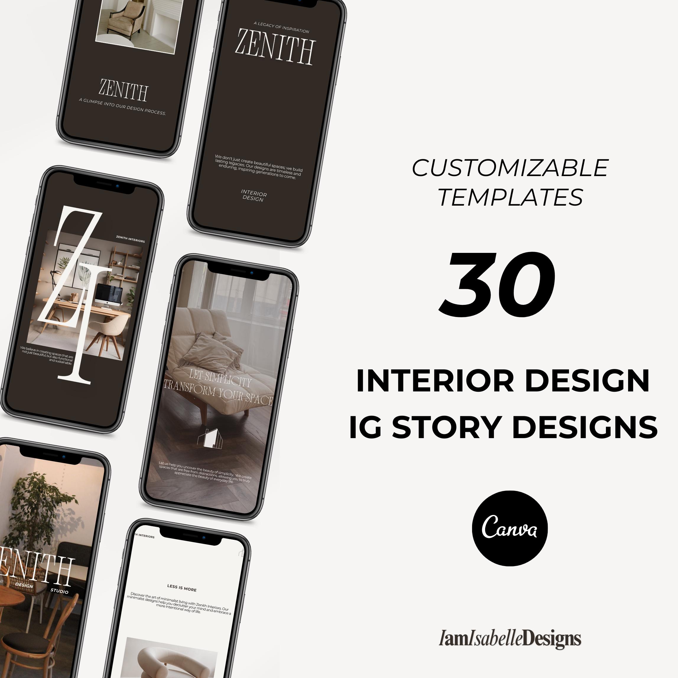 Luxury Interior Design Studio Social Media Templates Instagram Stories ...