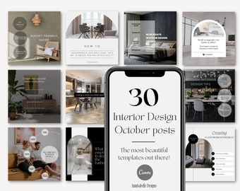 Interior Design Posts Monthly Interior Decor Content Instagram Interior Designer Customizable Templates Social Media Home Design Canva