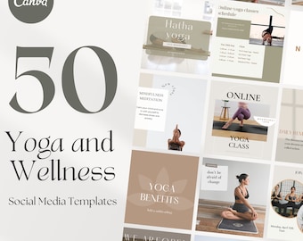 50 Yoga And Wellness Instagram Templates. Yoga Teachers and Classes. Editable With Canva. Yoga Social Media Feed. Marketing Boosting.