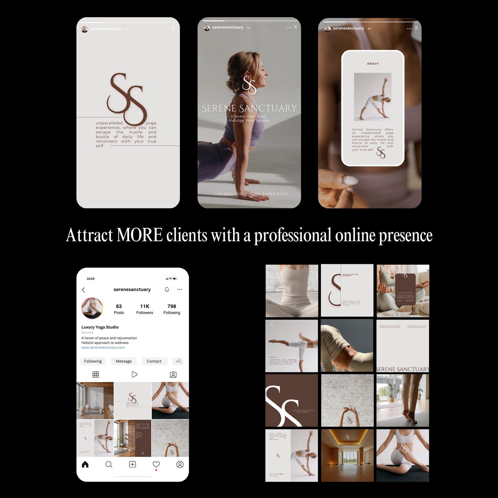 Luxury Yoga Social Media Templates Yoga Studio Instagram Posts and ...