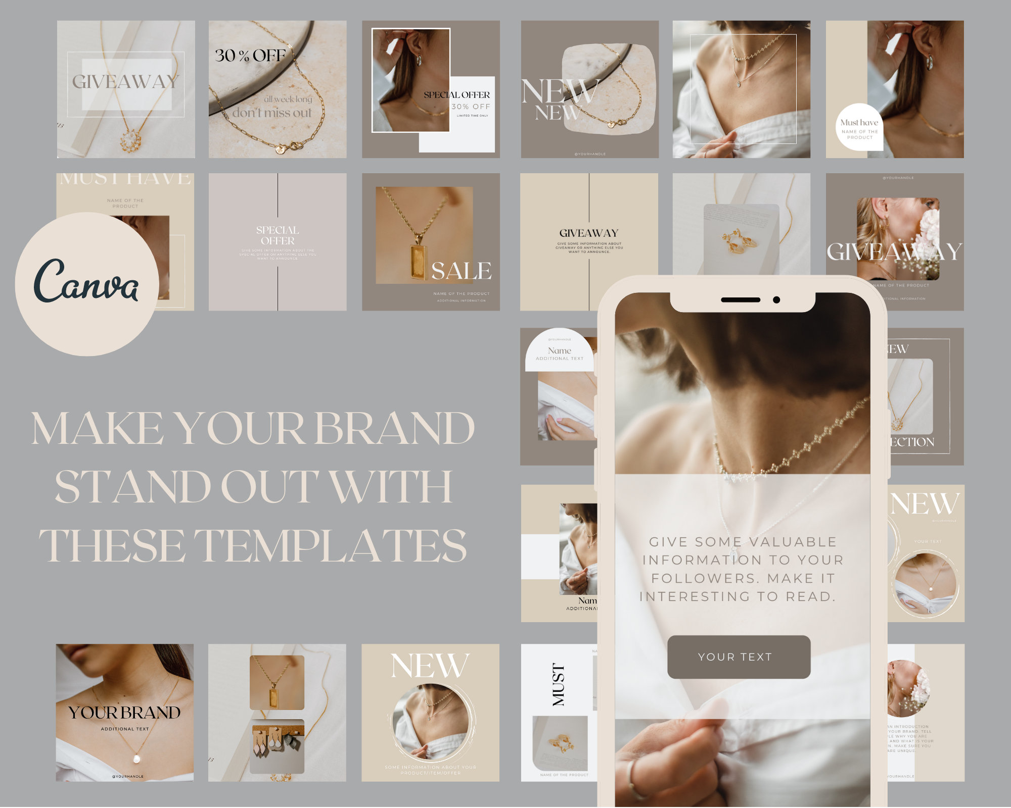 76 Jewelry Instagram Templates for Canva. Social Media Etsy Australia