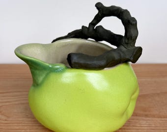 Vintage Patricia Garrett Ceramic Apple Creamer, Signed 2001 California Studio Pottery, Great Impressions Fruit Pitcher, Art Pottery