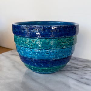 Bol Bitossi vintage avec autocollant Rosenthal Netter | Vase cache-pot en céramique italienne style Mid-Century Modern