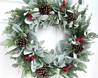 Farmhouse Winter Wreath for Front Door Rustic Pine Wreath - Etsy