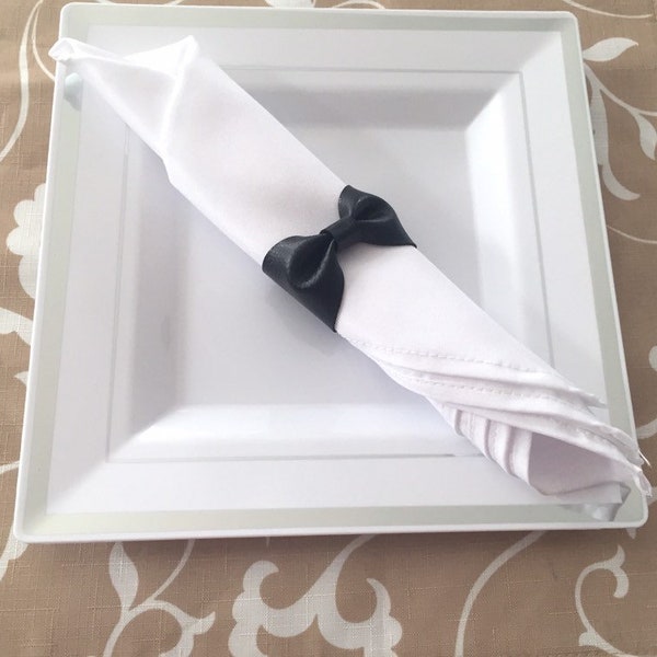 black napkin ring, bow napkin ring, faux leather napkin ring, black napkin holder, fall napkin ring, Christmas napkin ring