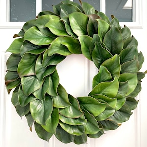 magnolia leaf wreath, year round wreath, greenery wreath, modern farmhouse wreath, magnolia door decor, everyday wreath, minimalist wreath