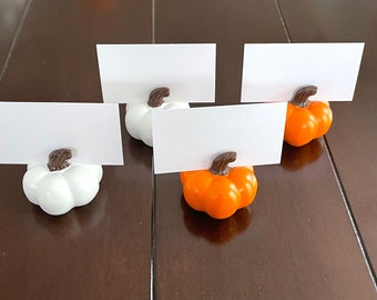 pumpkin place card holder, fall place card holder, white place card holder, orange place card holder