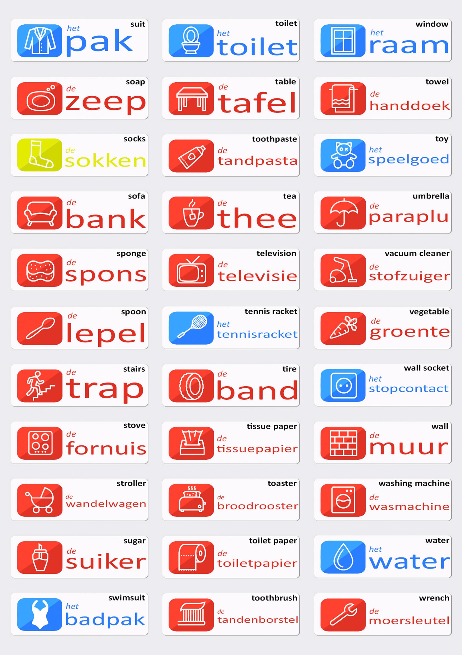 English To Dutch Language Learning Stickers Etsy