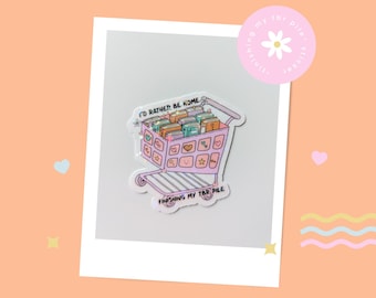 Shopping Cart TBR Sticker | Holographic Sticker | Book Sticker | Kindle Sticker | Waterbottle Sticker | Vinyl Glitter Sticker | Bookish Gift