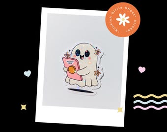 Bookish Girlie Ghost Kindle-sticker | Holografische sticker | Boeksticker | Vinyl glittersticker | Leesgrage Halloween | Kindle Ghost-sticker