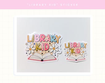 Pegatina para niños de la biblioteca / Pegatina holográfica / Pegatina de libro / Pegatina de Kindle / Pegatina de botella de agua / Pegatina de vinilo con purpurina / Regalo para amantes de los libros