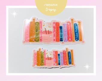Pegatina de Romance Tropes / Pegatina holográfica / Pegatina de libro / Pegatina de Kindle / Pegatina de botella de agua / Pegatina de vinilo con brillantina / Regalo de libros