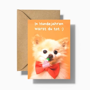 Geburtstagskarte mit Umschlag- HUNDEJAHRE - Witzige Karte - Lustige Grußkarte - Geburtstagsgeschenk - Glückwunschkarte - Bittersüße Grüße
