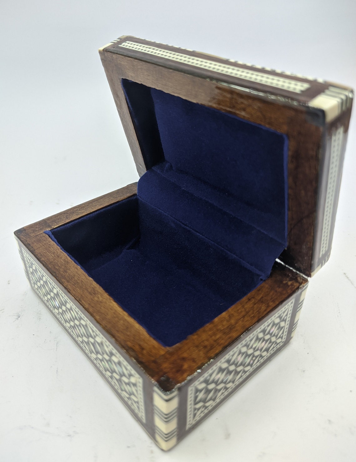 Handmade Schmuckkiste Baum Des Lebens - Holz Schmuckorganizer 20x12x6cm Blau