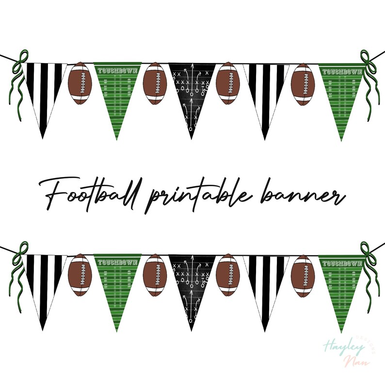 Football Printable Banner Football Party Decorations | Etsy