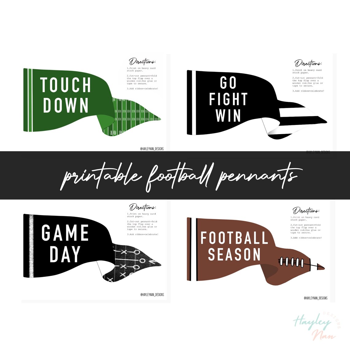 Printable Football Pennants Football Flags Football Prints - Etsy