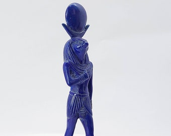 Handmade Horus Statue with Lapis Lazuli Texture - Ancient Egyptian Deity of the Sky and Protection