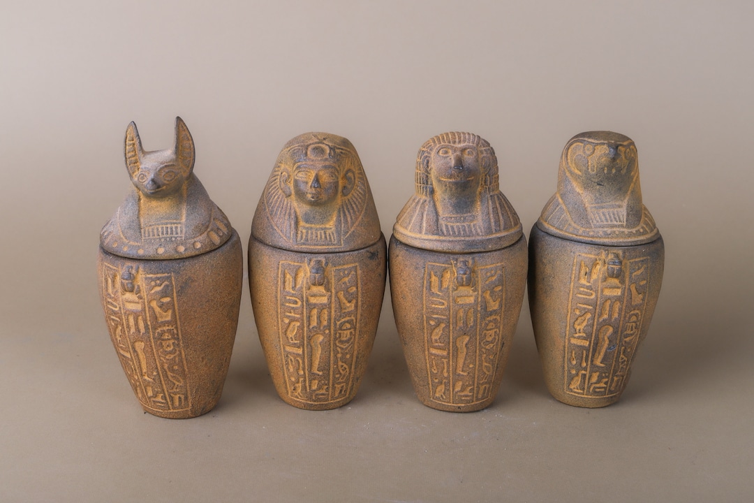 Canopic Jars Ancient Egyptian Embalming Cashe Organs Containers of the