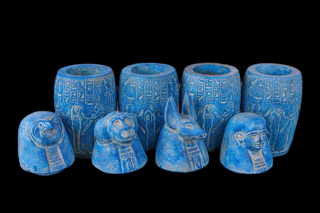 Canopic Jars Ancient Egyptian Embalming Cashe Organs Etsy