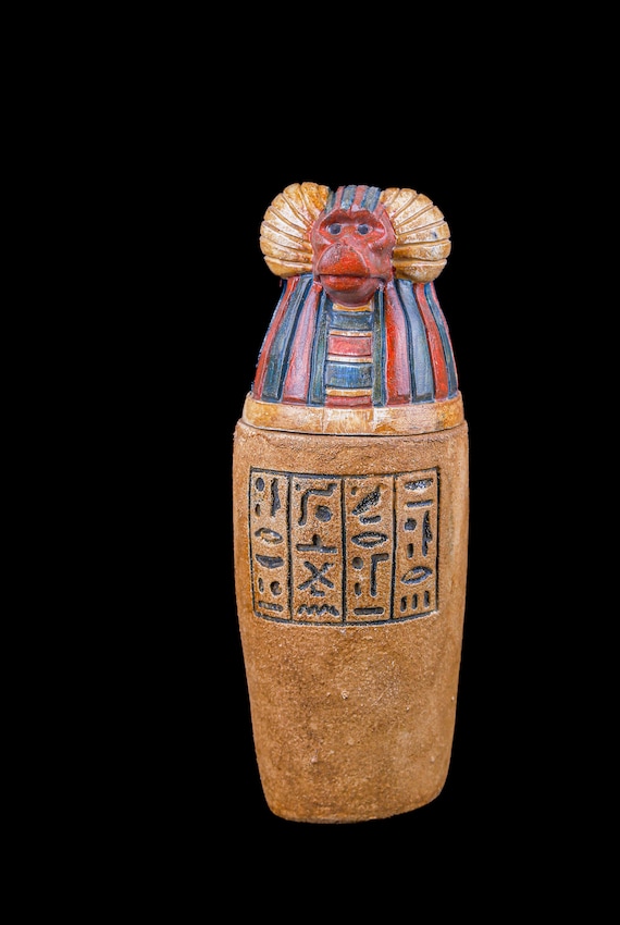 カノプス壺 古代エジプトの防腐処理用カシェ - ミイラ化された臓器の