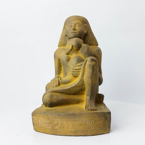 Réplica hecha a mano de arte egipcio antiguo - Estatua de Senenmut y la princesa Neferure - CK 235 Karnak Cachette