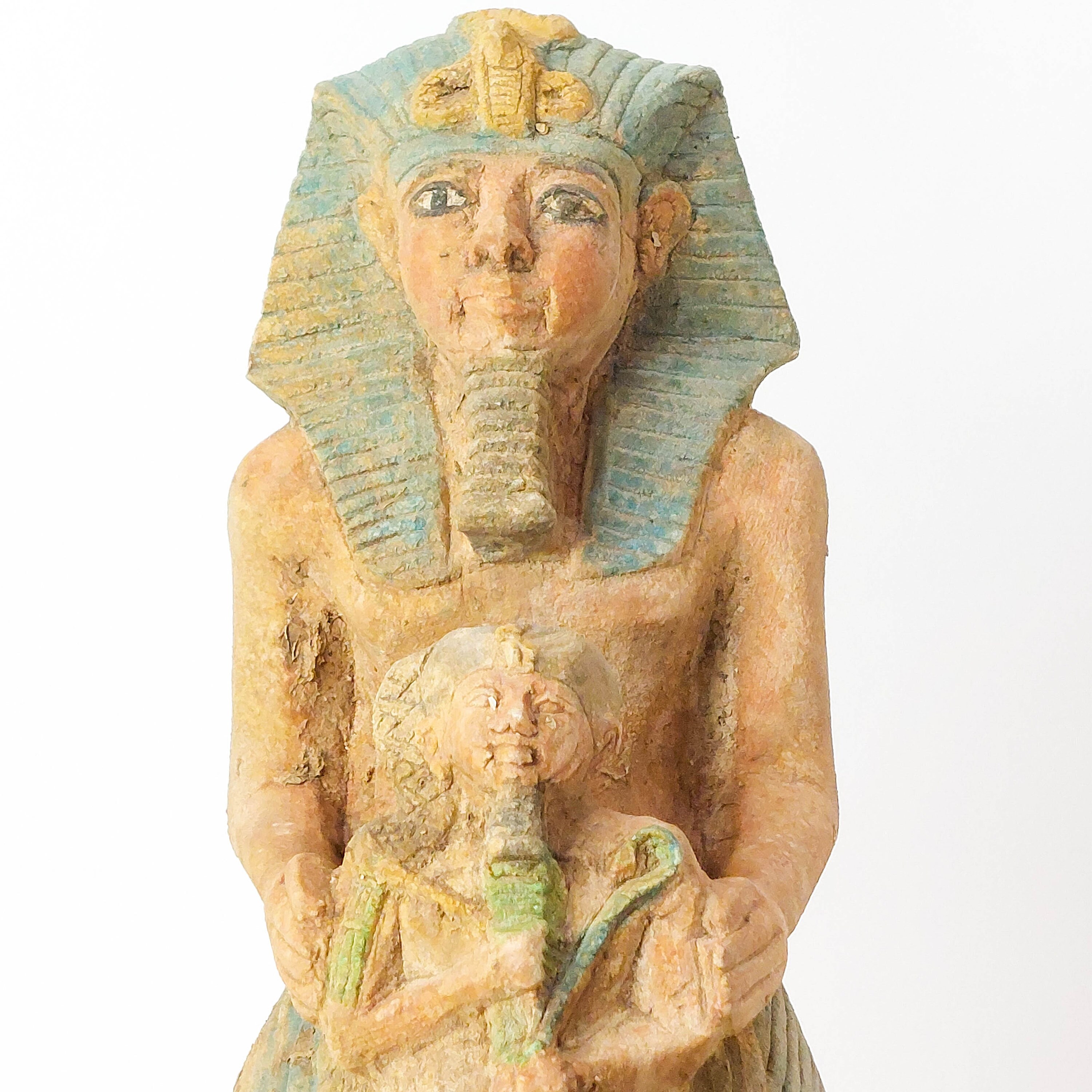 Ancient Egyptian Official Kneeling Statue Presenting a King Statue