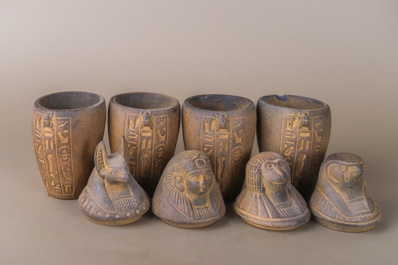 Canopic Jars Ancient Egyptian Embalming Cashe Organs Containers of the