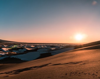 Coucher du soleil de dunes de sable - dunes de sable du Colorado golden hour photo