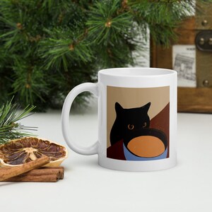 Coffee Cat White Glossy Mug - Cat Lover Gift - Coffee Lover Gift