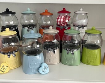 Glass Gum Ball Machine  (Please read description) ALL items have measurements, please check them out.