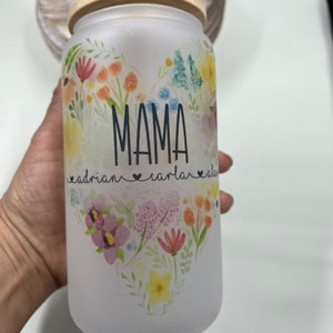 Personalized 16 oz or 25 oz Frosted / Clear / Can Glass  for cocktail/ coffee/drink. Heat pressed.