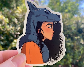 Fierce Wolf Mädchen Sticker | Lustiger und niedlicher Vinyl-Aufkleber