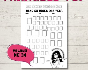 Printable Zine Tracker | Make 50 Zines in a Year Challenge | PDF Download