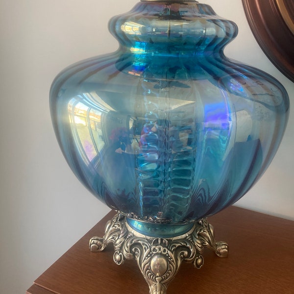 Hollywood Regency Blue Table Lamp