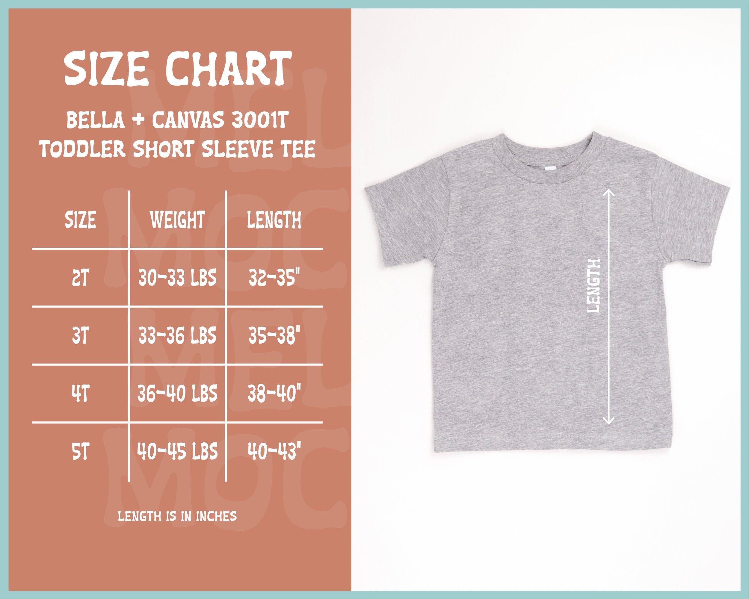 Bella Canvas 3001 Size Chart Athletic Heather Toddler Size | Etsy