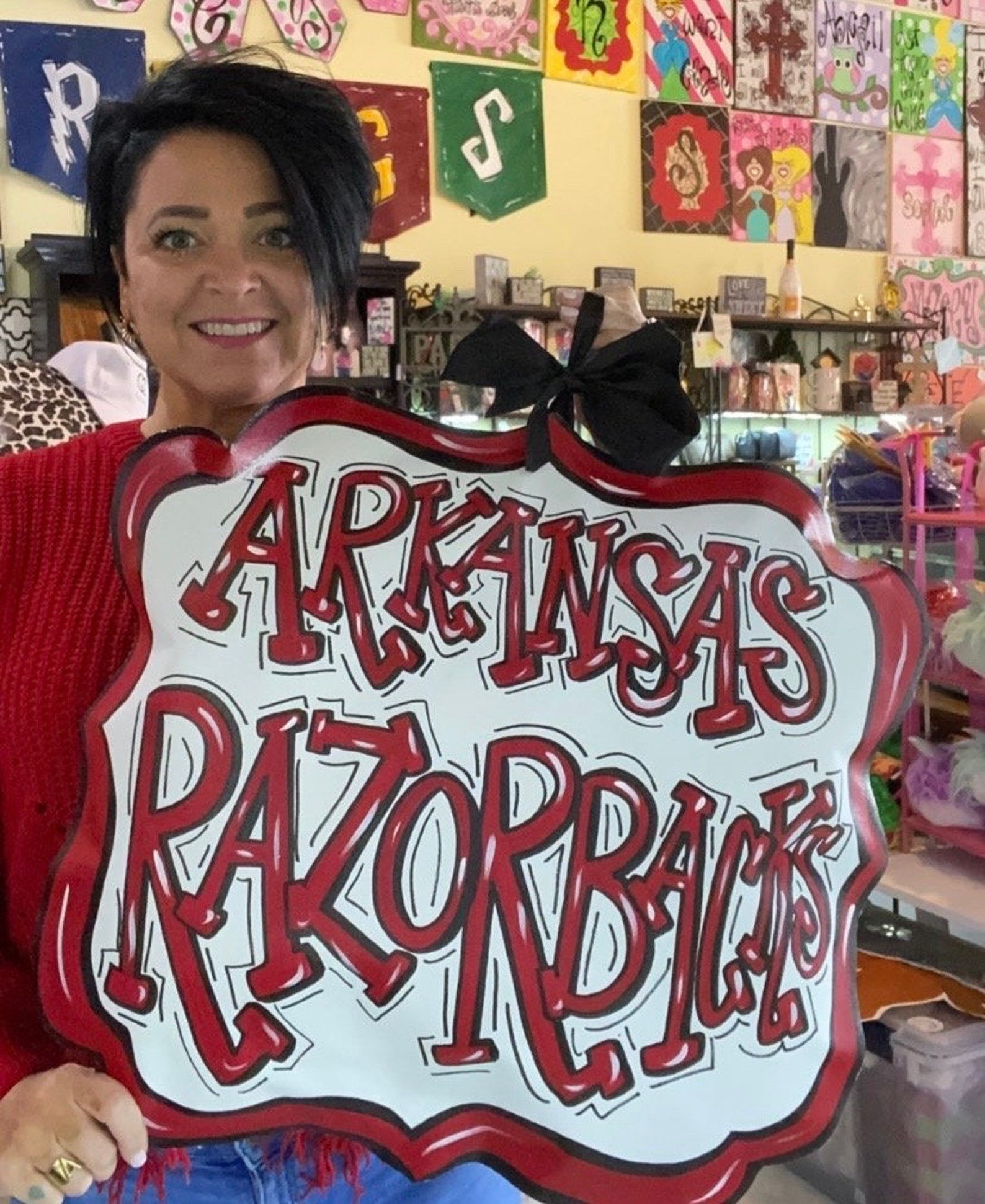 Arkansas Razorback Door Hanger/woo Pig/razorback/woo Pig Sooie/front ...