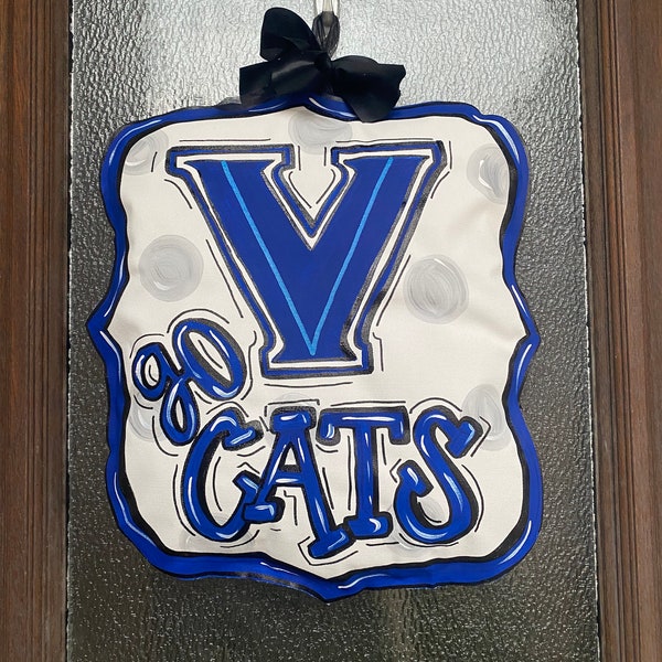 Villanova University Door Hanger/Housewarming/Go Cats/front door hanger/college door decor/college wreath/Wildcats