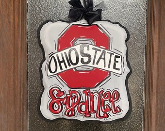 GEPERSONALISEERDE Ohio State University Deurhanger/Inwijdingsfeest/buckeyes/voordeurhanger/college krans/gepersonaliseerd