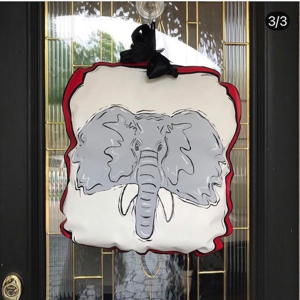 Alabama Elephant door Hanger/University of alabama/BAMA/front door hanger/college door decor/college wreath/Roll Tide/Roll Tide Door