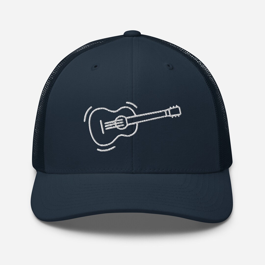 GUITAR TRUCKER HAT Acoustic Guitar Player Embroidered Hat Guitar Lover Hat Guitar Player Gift