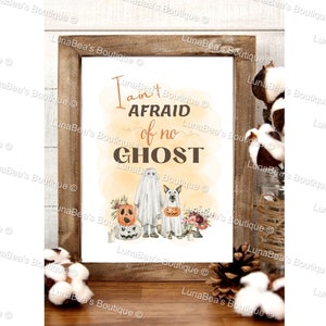 DIGITAL DOWNLOAD - Fall Dog Wall Art, German Shepherd Art Print, Dog in Costume, Fall Decor, Fall Printable, Howloween, I Ain't Afraid