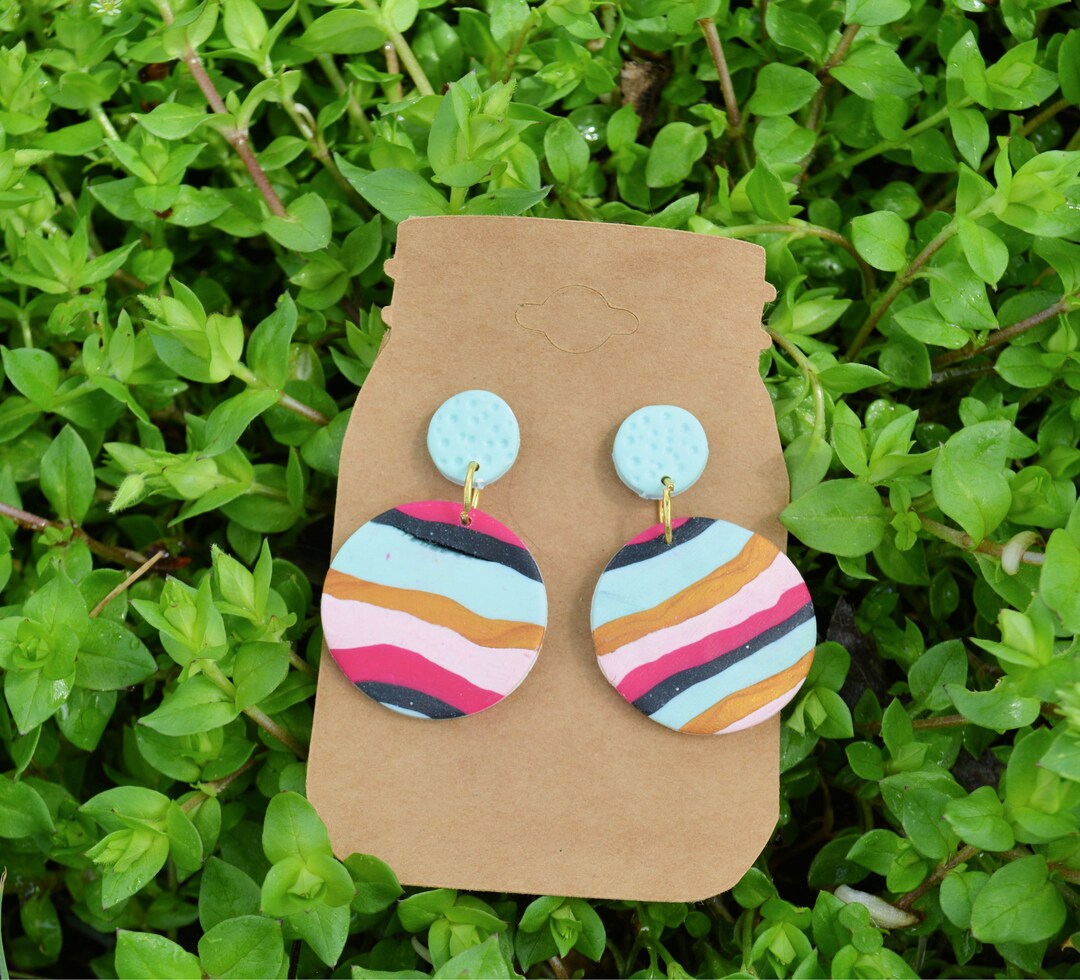 CLAY EARRINGS Multi-color Earrings Dangles - Etsy