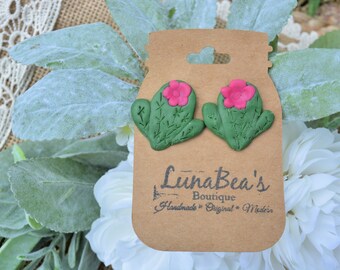 CLAY EARRINGS | Cactus Studs | hypoallergenic | lightweight | Gifts for Her | Summer Earrings | Whimsical Clay Earrings | Cactus | Cacti