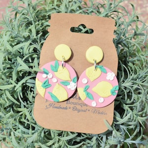 CLAY EARRINGS | Summer Earrings | Lemon Dangles | Lemons | hypoallergenic | lightweight | Gifts for Her | Fall Clay Earrings | Lemon Dangly