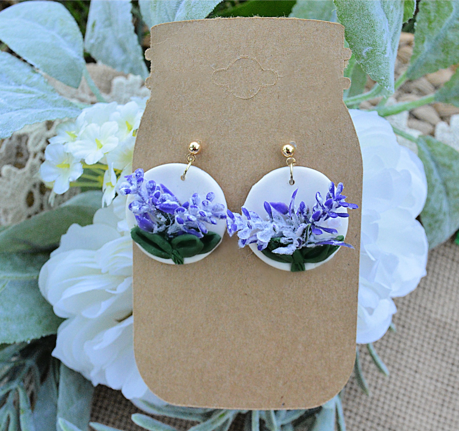 CLAY EARRINGS Lavender Collection Lavender Dangles Etsy